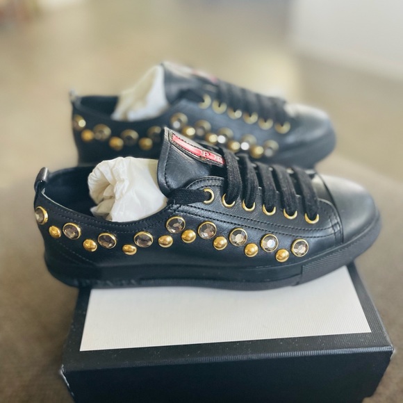Authentic Prada Sport Crystal Studs Sneakers Size 35 - Picture 2 of 7